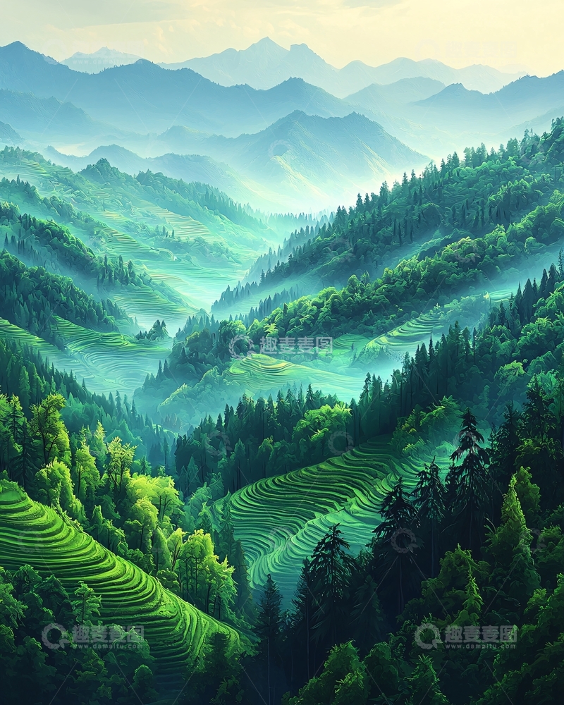 高清大图下载【趣麦麦图】梯田