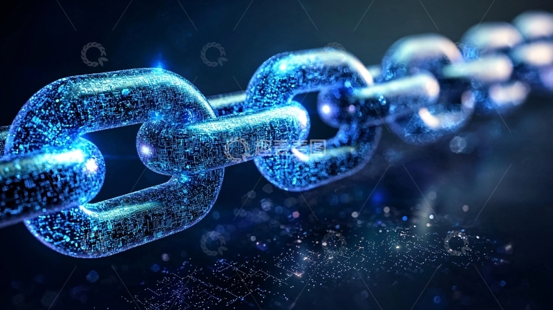 高清大图下载【趣麦麦图】蓝色科技感金属链条