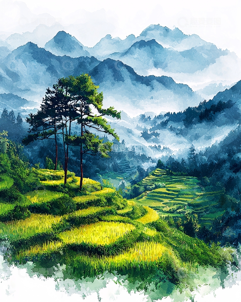 高清大图下载【趣麦麦图】水墨山水画548