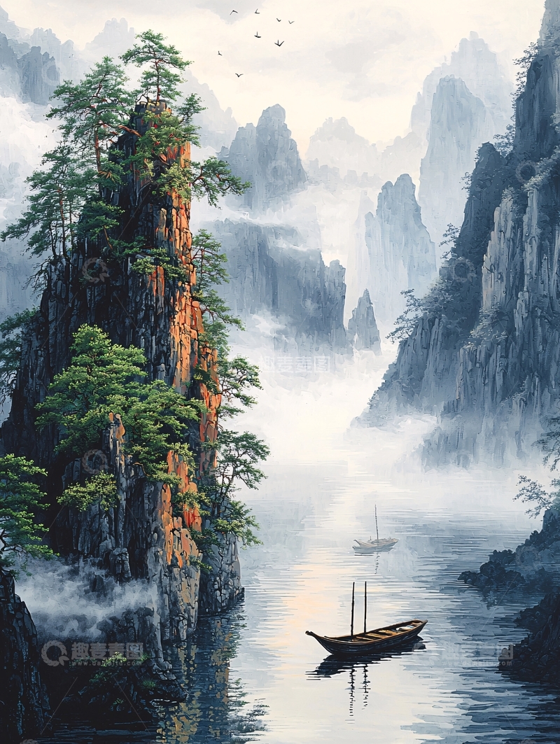 高清大图下载【趣麦麦图】水墨山水画风景如画
