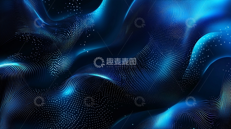 高清大图下载【趣麦麦图】蓝色波浪光效背景