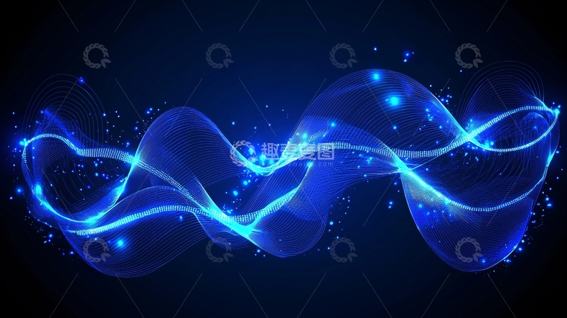 高清大图下载【趣麦麦图】蓝色发光波浪
