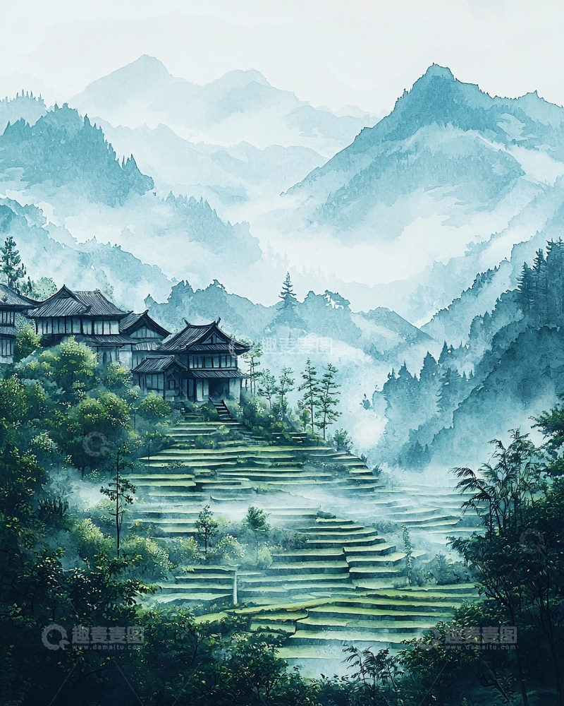 高清大图下载【趣麦麦图】中国山水水墨画意境