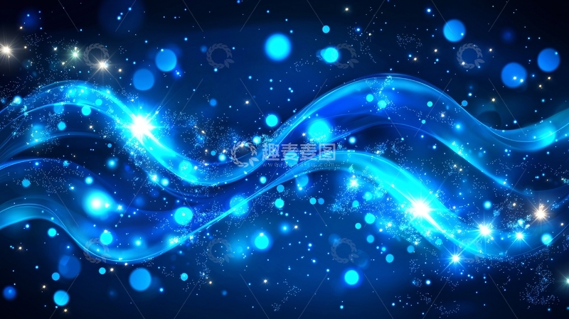 高清大图下载【趣麦麦图】蓝色波浪粒子光效
