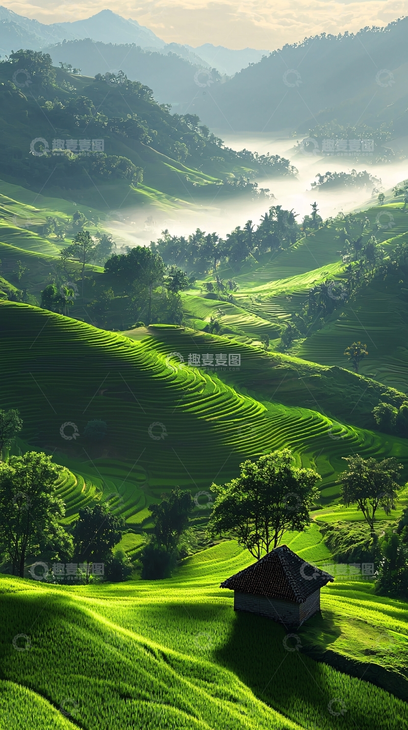 高清大图下载【趣麦麦图】绿色梯田