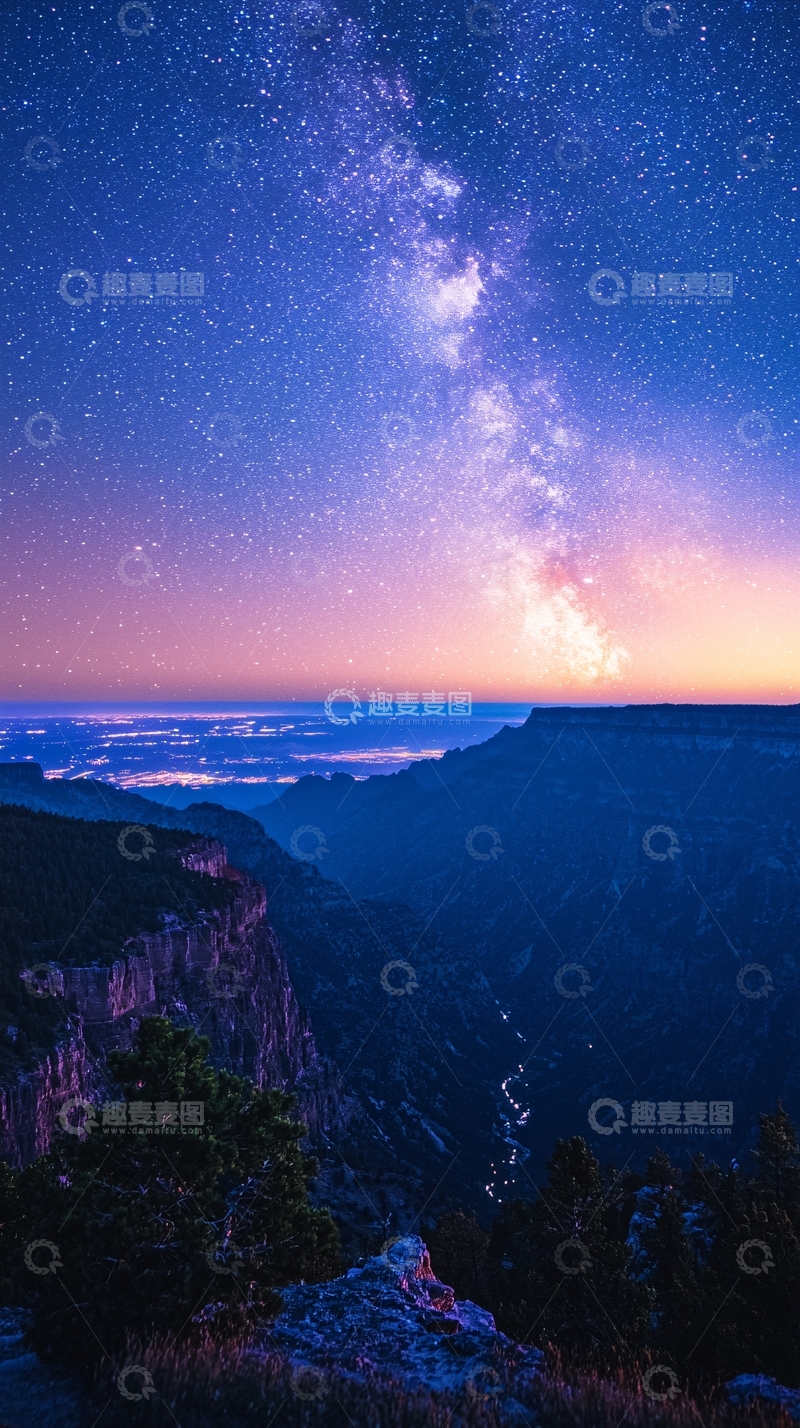 高清大图下载【趣麦麦图】星空峡谷夜景