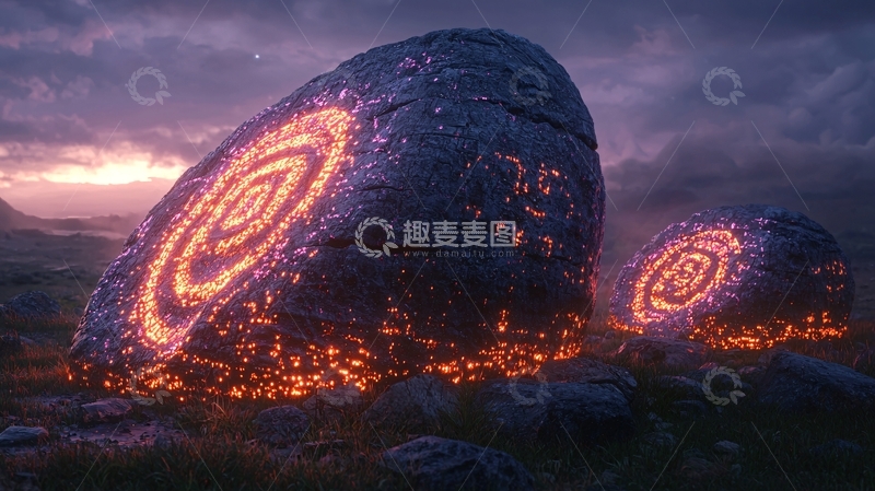 高清大图下载【趣麦麦图】奇幻风格发光巨石