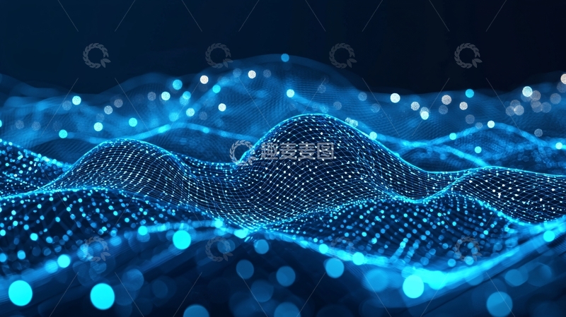 高清大图下载【趣麦麦图】蓝色波浪数据流