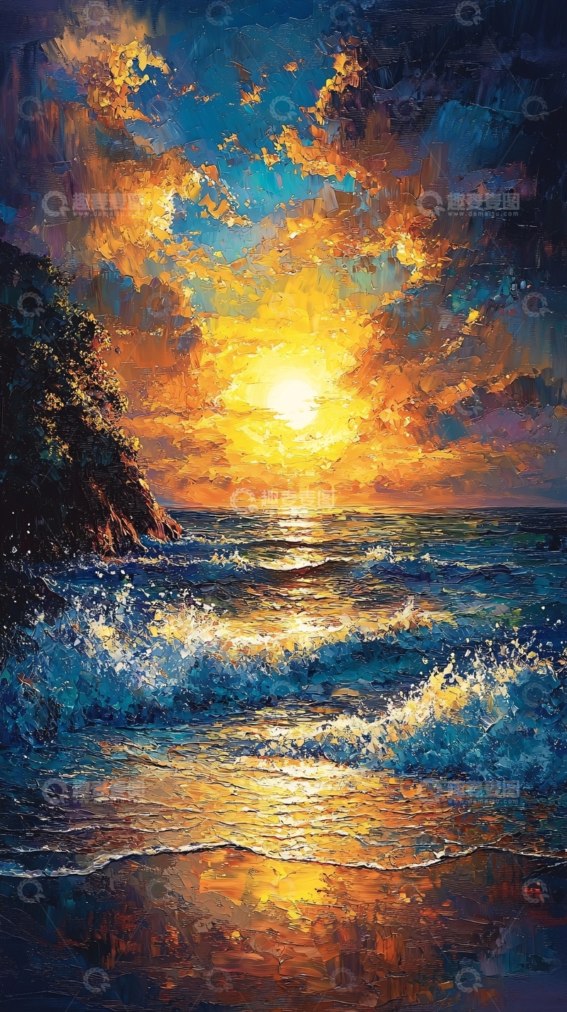 高清大图下载【趣麦麦图】海边日落