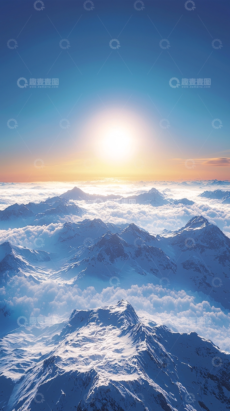 高清大图下载【趣麦麦图】雪山云海日出