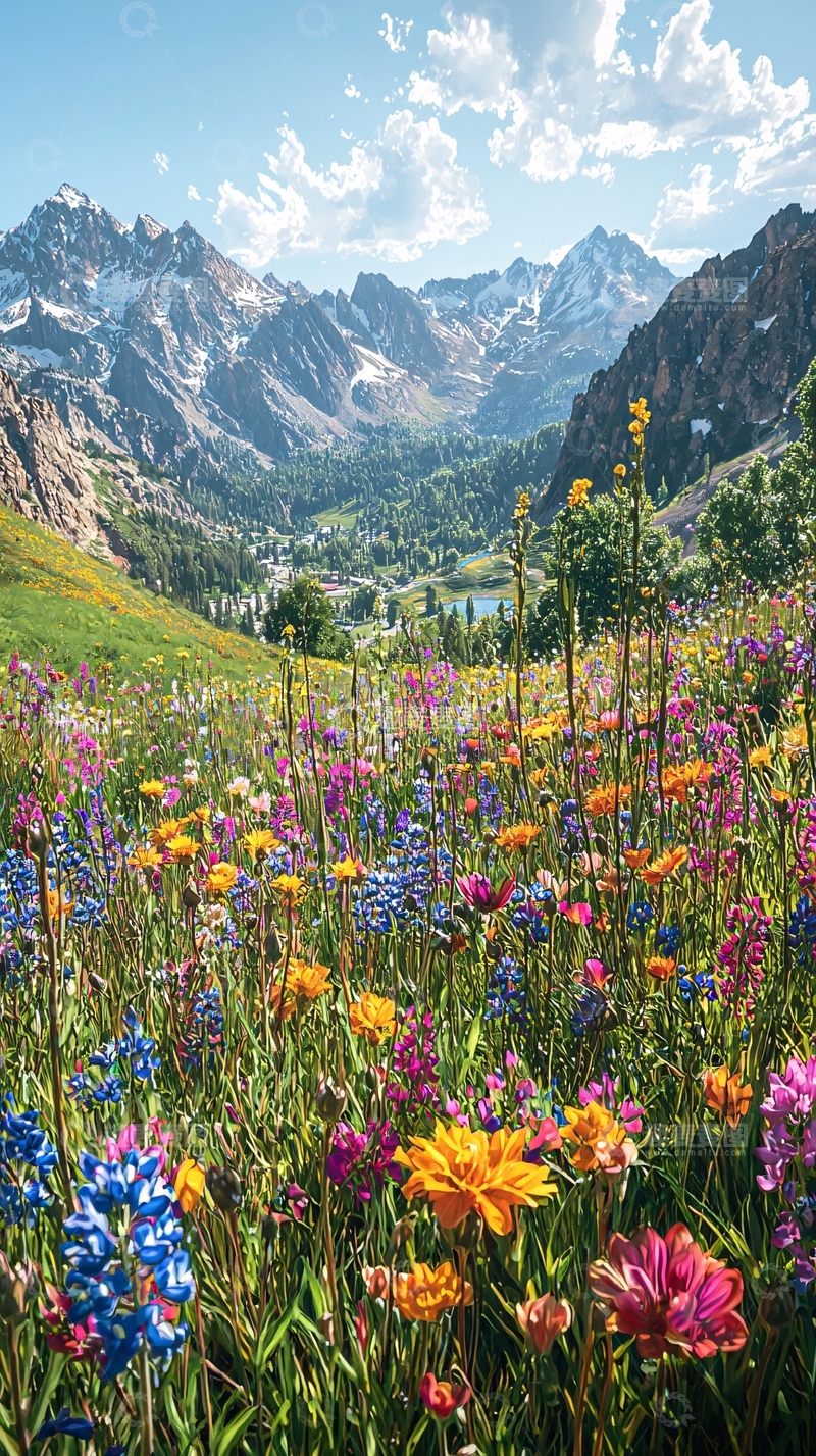 高清大图下载【趣麦麦图】山间野花盛开的美丽景色
