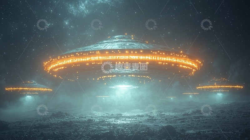 高清大图下载【趣麦麦图】幽浮悬停于星球表面