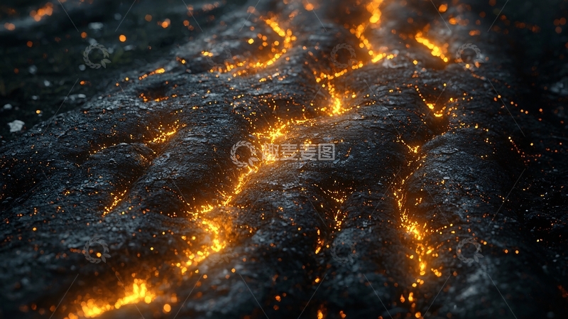 高清大图下载【趣麦麦图】熔岩流淌的火山岩地表