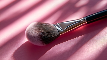 化妆刷在粉色背景上