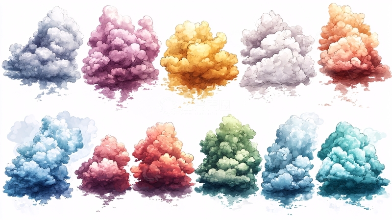 高清大图下载【趣麦麦图】彩色烟雾云朵素材