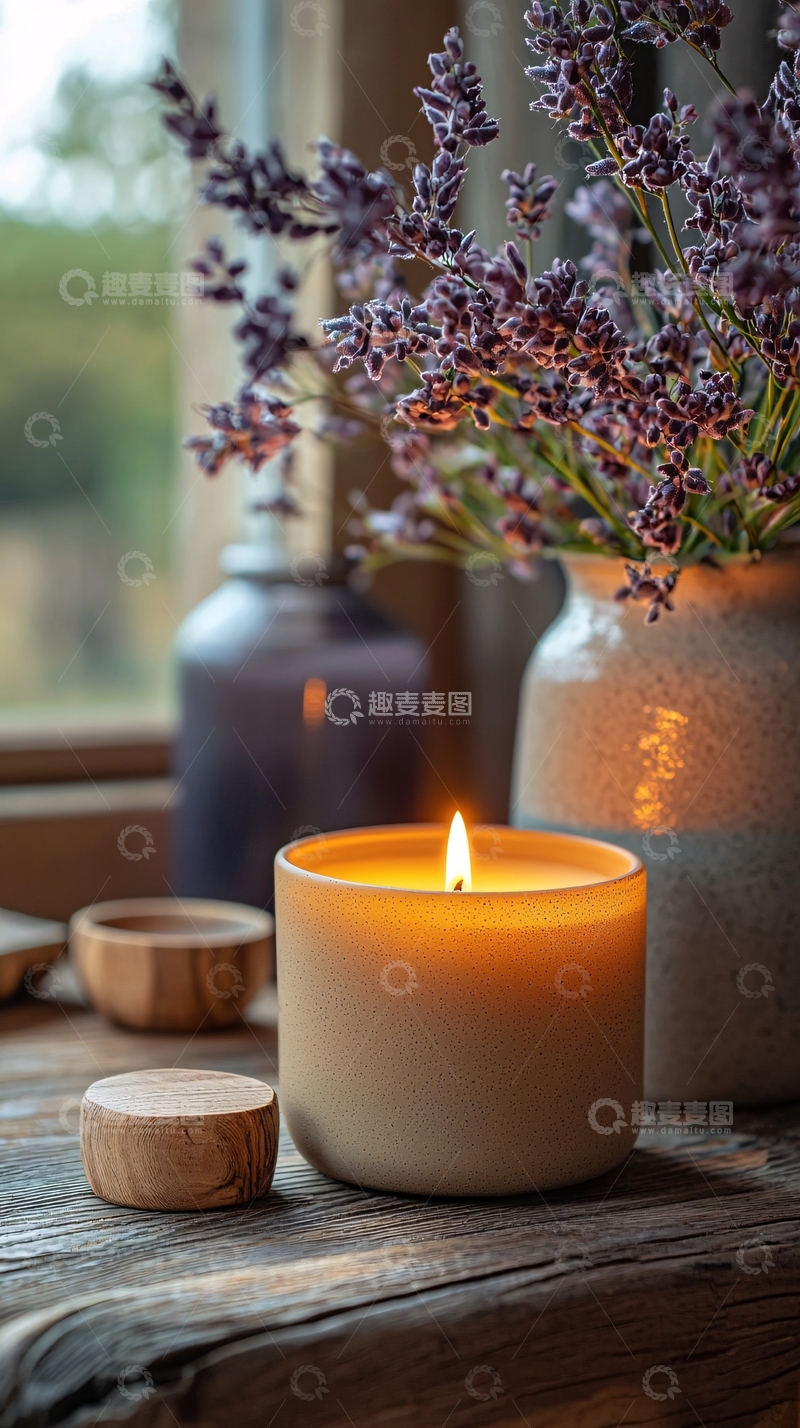 高清大图下载【趣麦麦图】烛光薰衣草