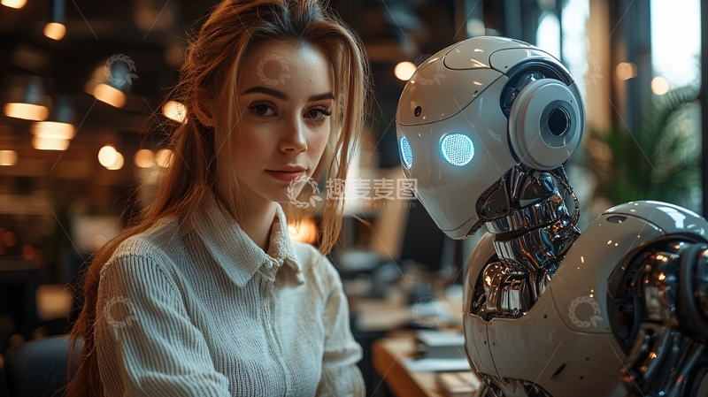 高清大图下载【趣麦麦图】美女与机器人