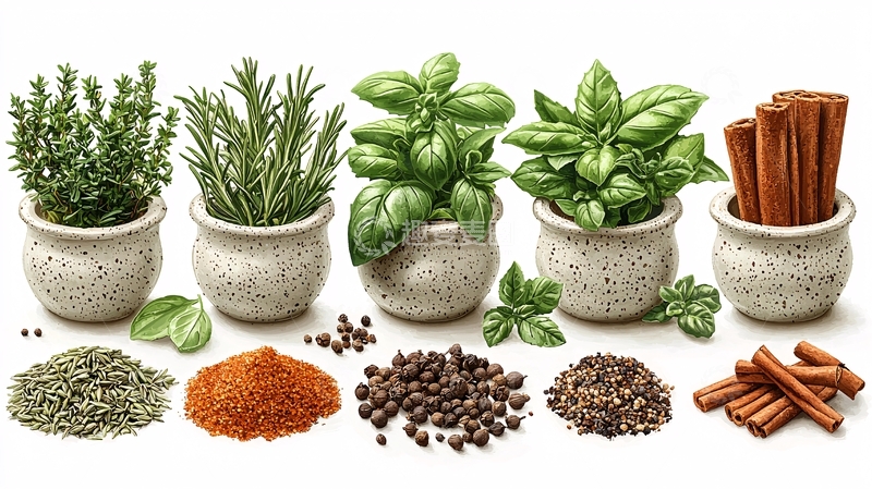 高清大图下载【趣麦麦图】香料植物盆栽特写