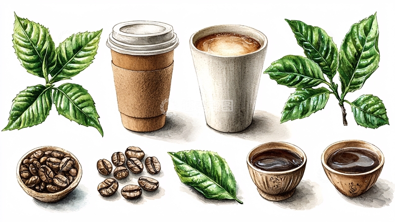 高清大图下载【趣麦麦图】手绘咖啡元素