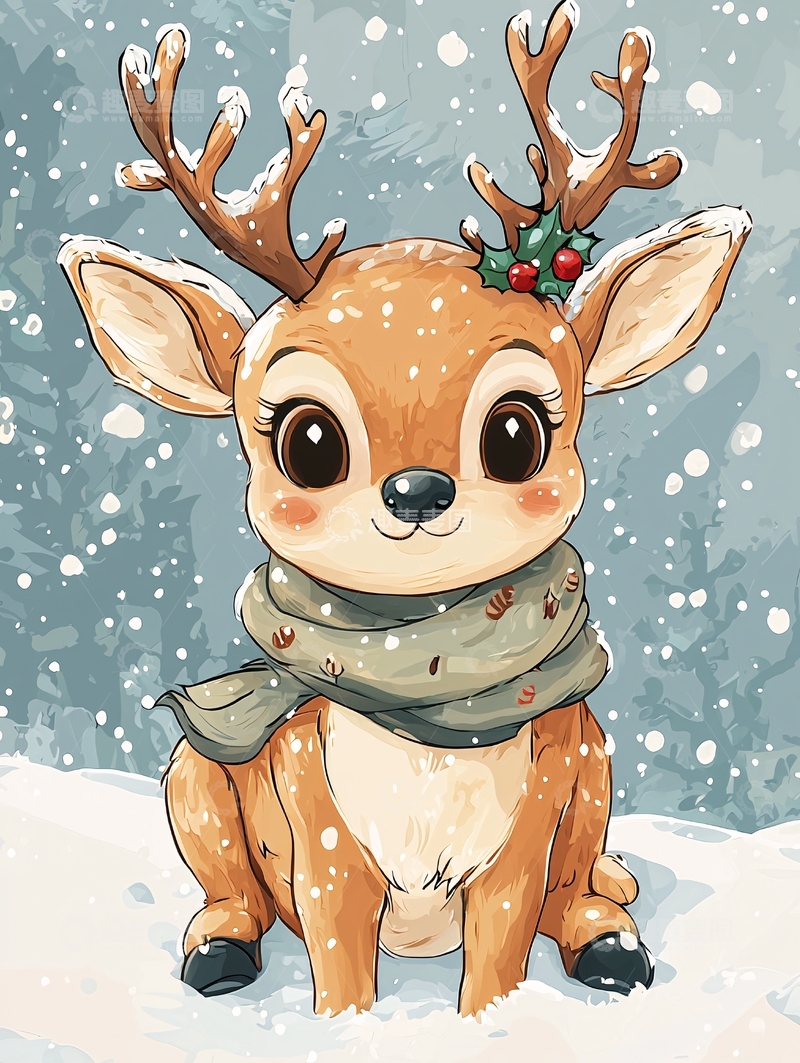 高清大图下载【趣麦麦图】可爱卡通驯鹿