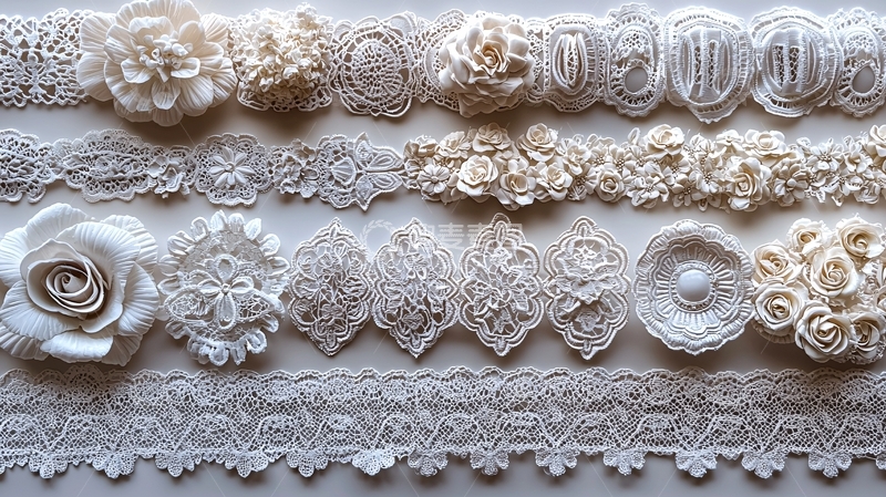 高清大图下载【趣麦麦图】米白色蕾丝花边饰品