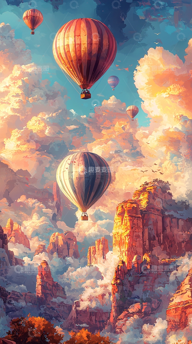 高清大图下载【趣麦麦图】热气球