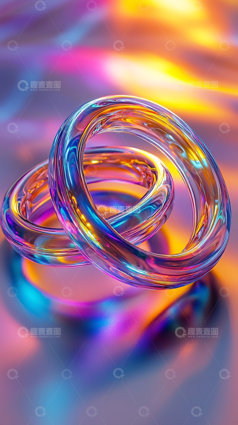 高清大图下载【趣麦麦图】彩色光晕交织的圆环