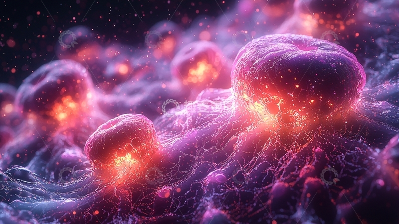 高清大图下载【趣麦麦图】发光紫色细胞微观结构