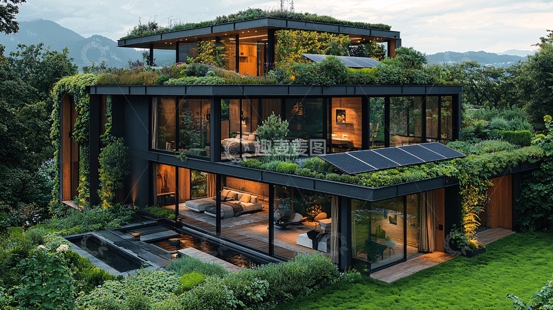 高清大图下载【趣麦麦图】绿色环保别墅
