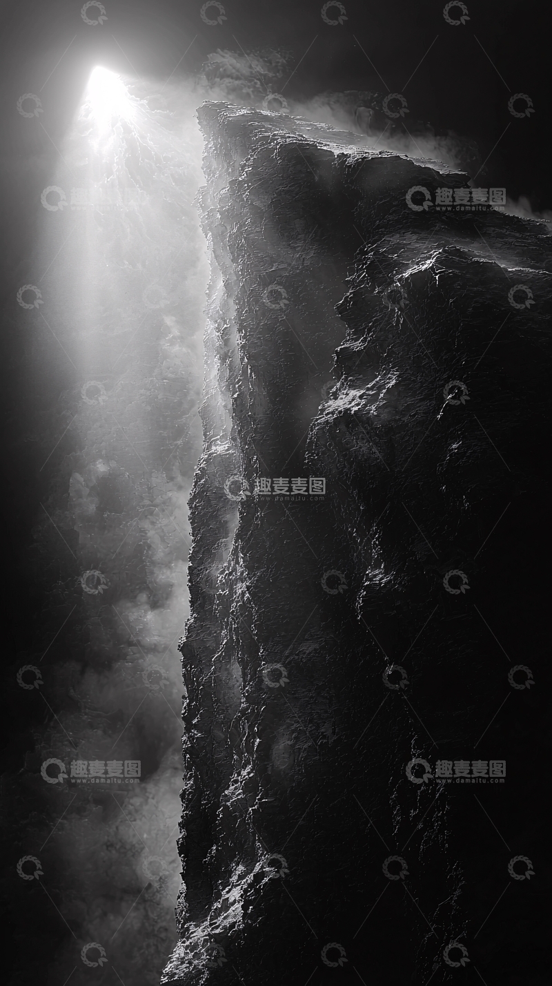高清大图下载【趣麦麦图】光线照射下的黑色岩石