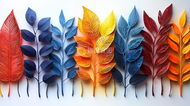 高清大图下载【趣麦麦图】彩色纸艺叶子