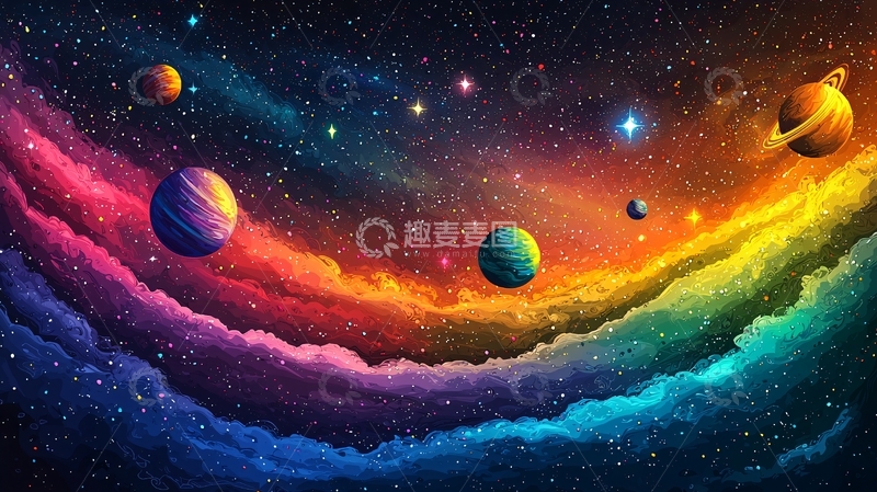 高清大图下载【趣麦麦图】宇宙彩虹星云