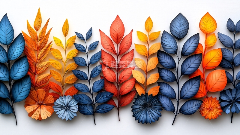 高清大图下载【趣麦麦图】彩色纸艺叶子