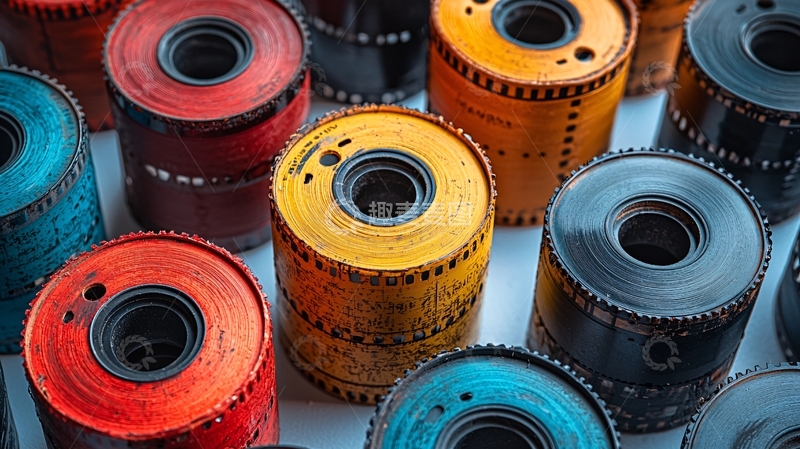 高清大图下载【趣麦麦图】彩色胶卷堆叠