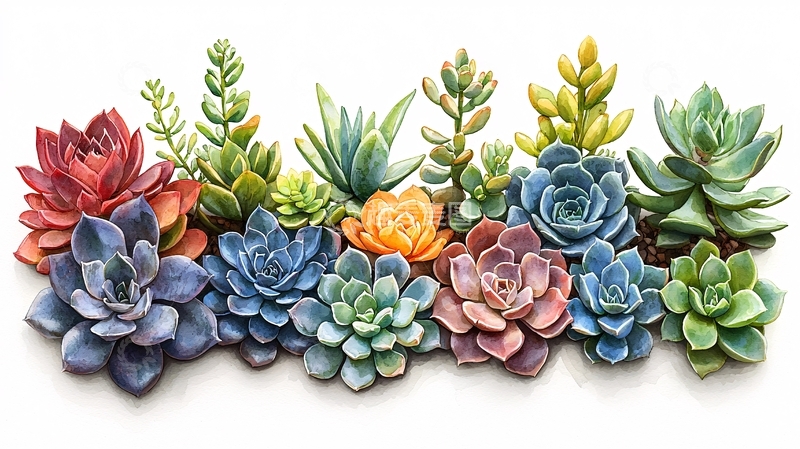 高清大图下载【趣麦麦图】彩色多肉植物组合