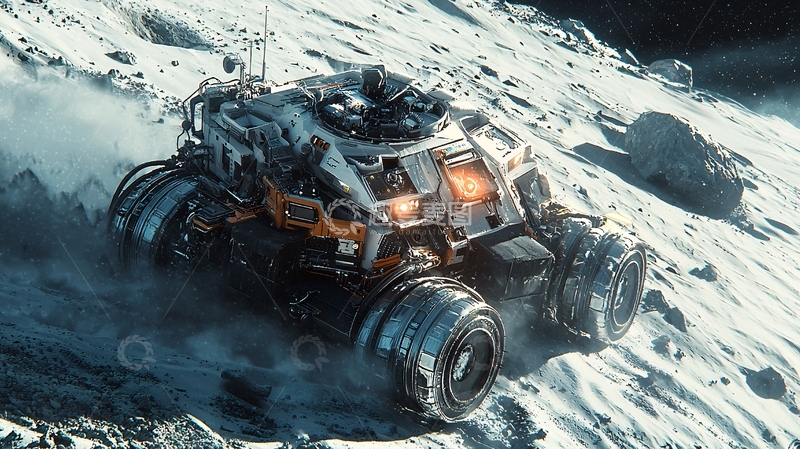 高清大图下载【趣麦麦图】月球车在月球表面行驶