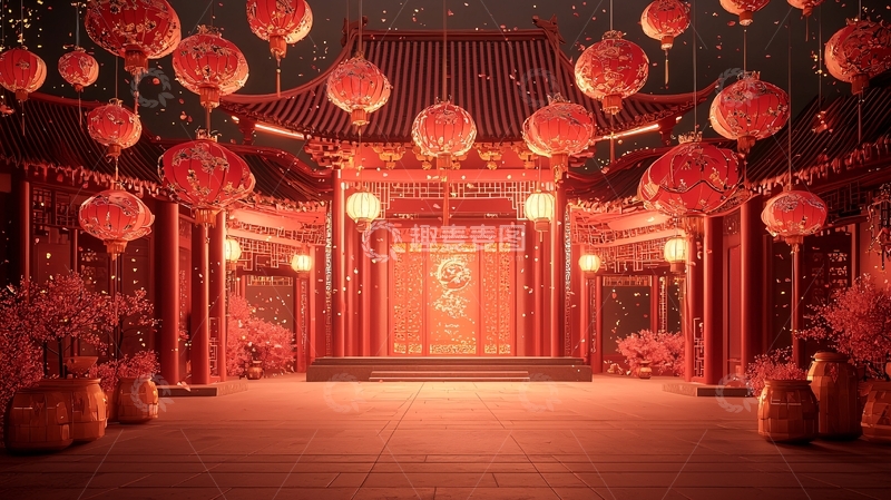 高清大图下载【趣麦麦图】红灯笼中国风场景