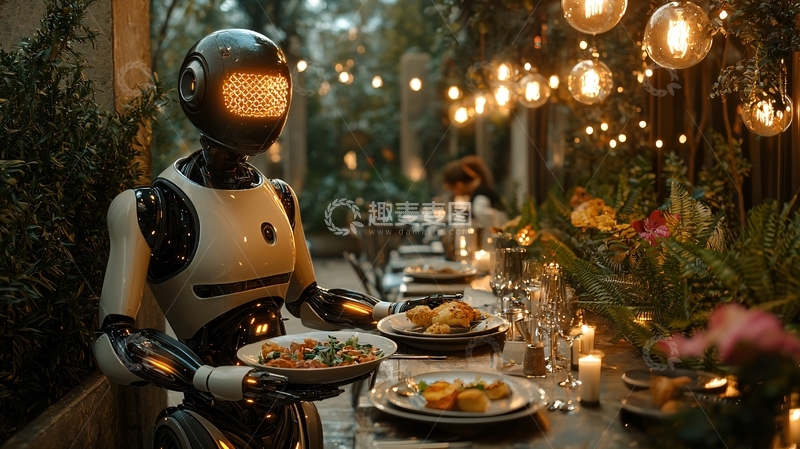 高清大图下载【趣麦麦图】机器人服务员