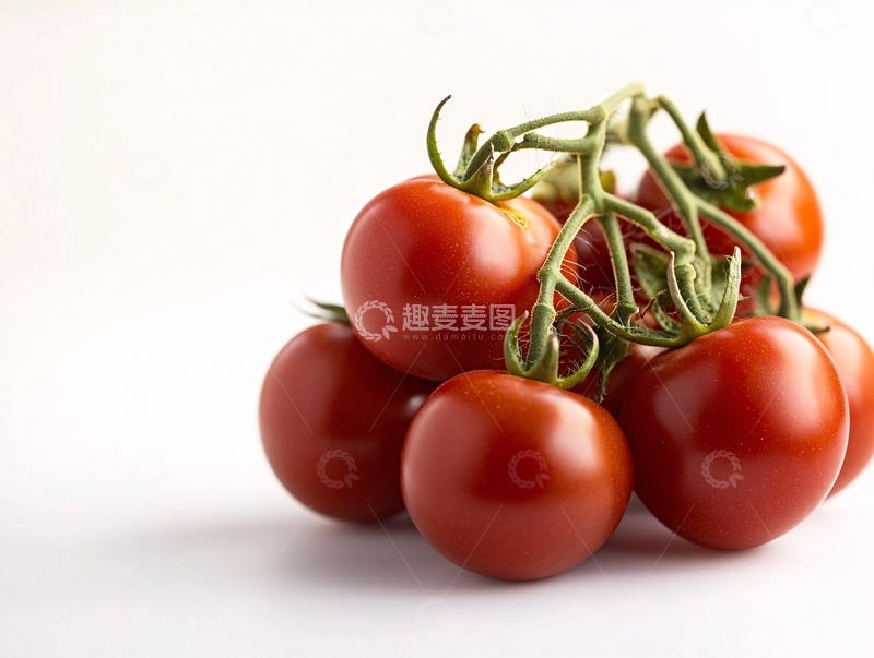 高清大图下载【趣麦麦图】新鲜红番茄枝头采摘
