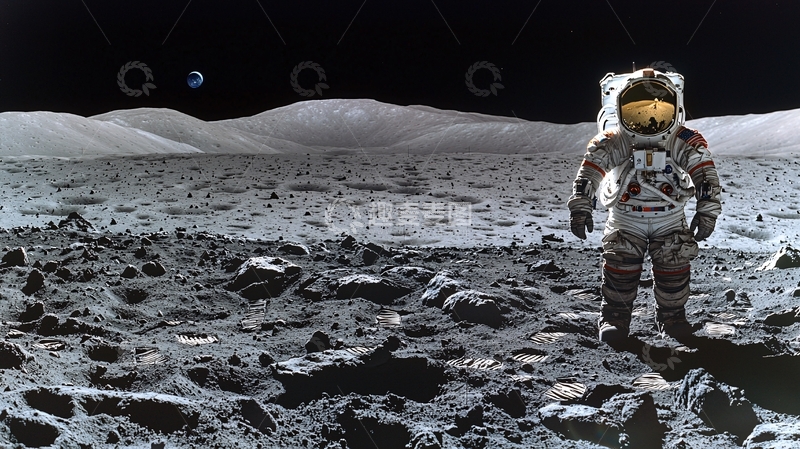 高清大图下载【趣麦麦图】月球表面宇航员