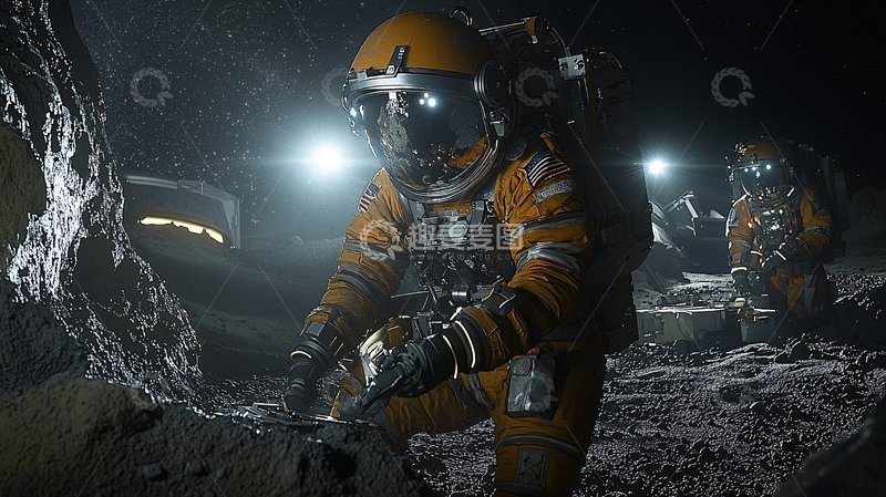 高清大图下载【趣麦麦图】宇航员在月球表面作业
