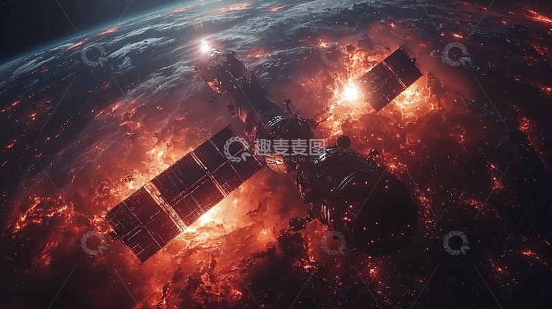 高清大图下载【趣麦麦图】燃烧的宇宙飞船