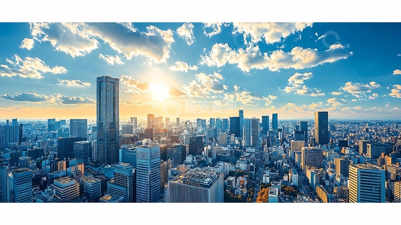 高清大图下载【趣麦麦图】阳光下的都市全景图