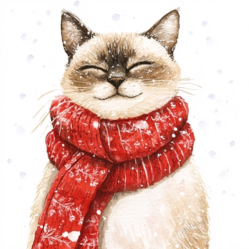 戴围巾的微笑猫咪