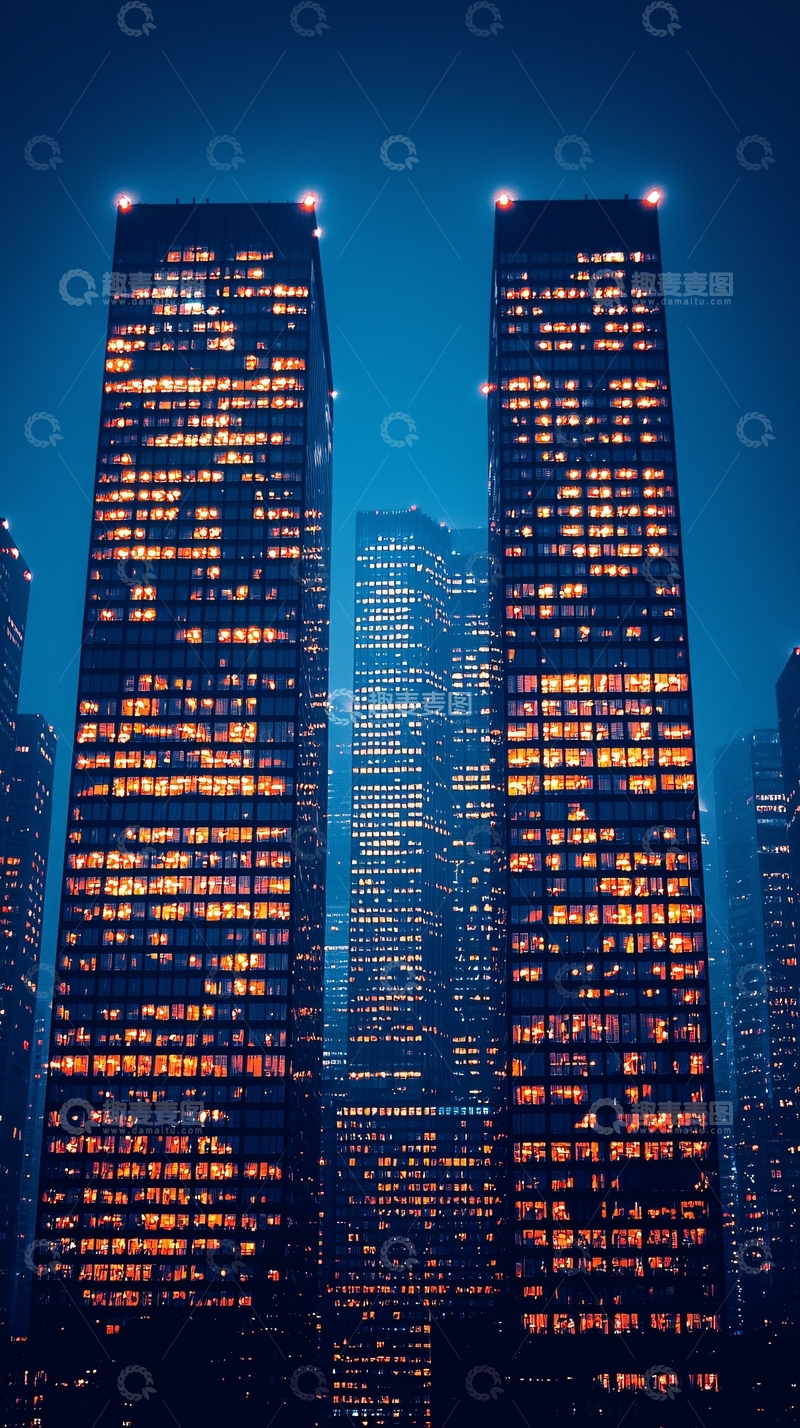 高清大图下载【趣麦麦图】夜景摩天大楼