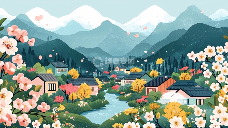 高清大图下载【趣麦麦图】山水田园风格风景画