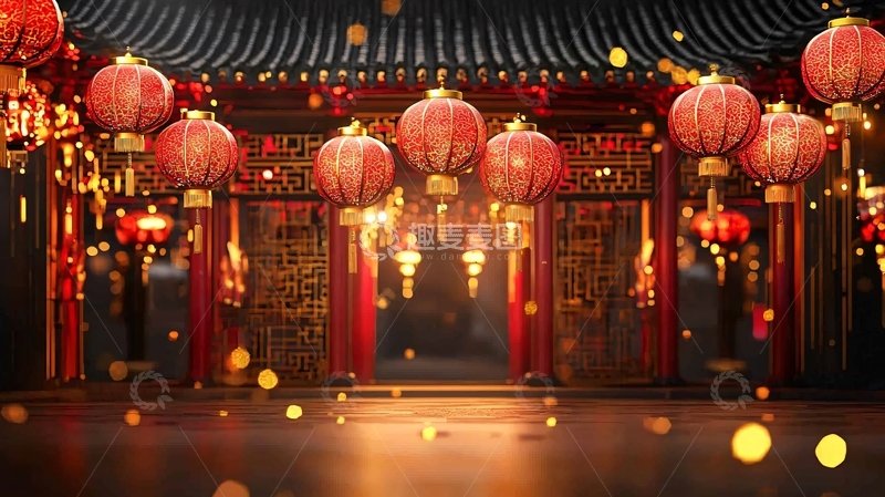 高清大图下载【趣麦麦图】喜庆的中国风灯笼背景
