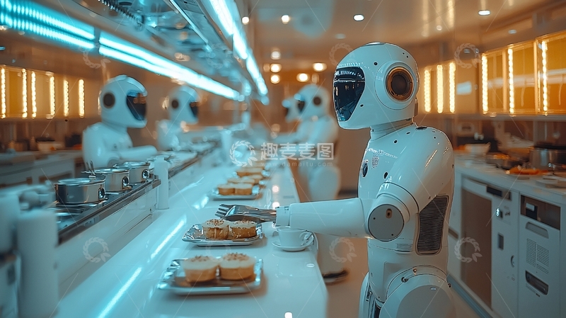 高清大图下载【趣麦麦图】机器人餐厅