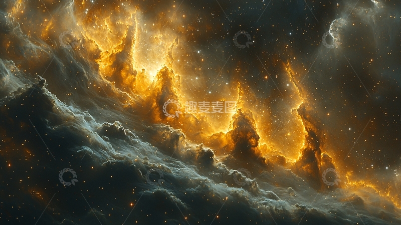 高清大图下载【趣麦麦图】金色火焰星云