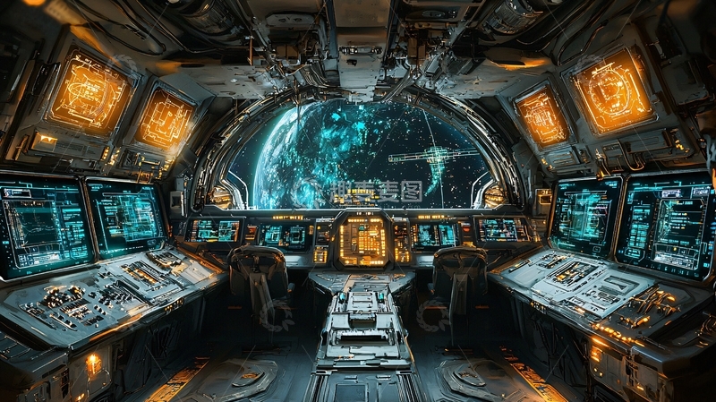 高清大图下载【趣麦麦图】宇宙飞船驾驶舱内部